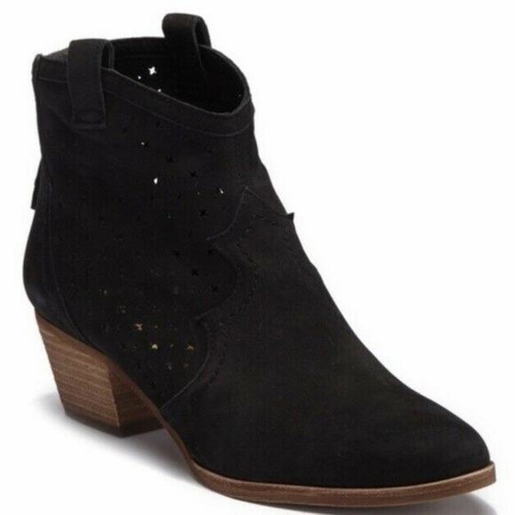 Sam Edelman Black Reynolds Punch Out Western Perforated Bootie 7 - Picture 1 of 8